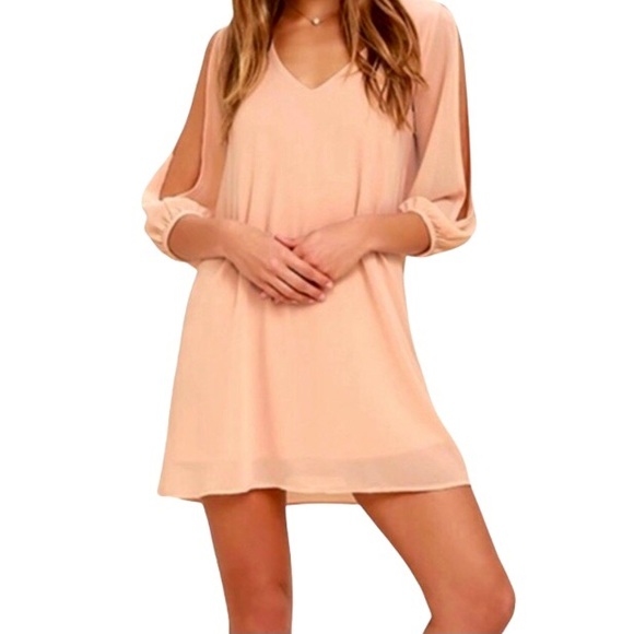 Lulu’s split sleeve mini dress, blush pink, extra small - Picture 1 of 5